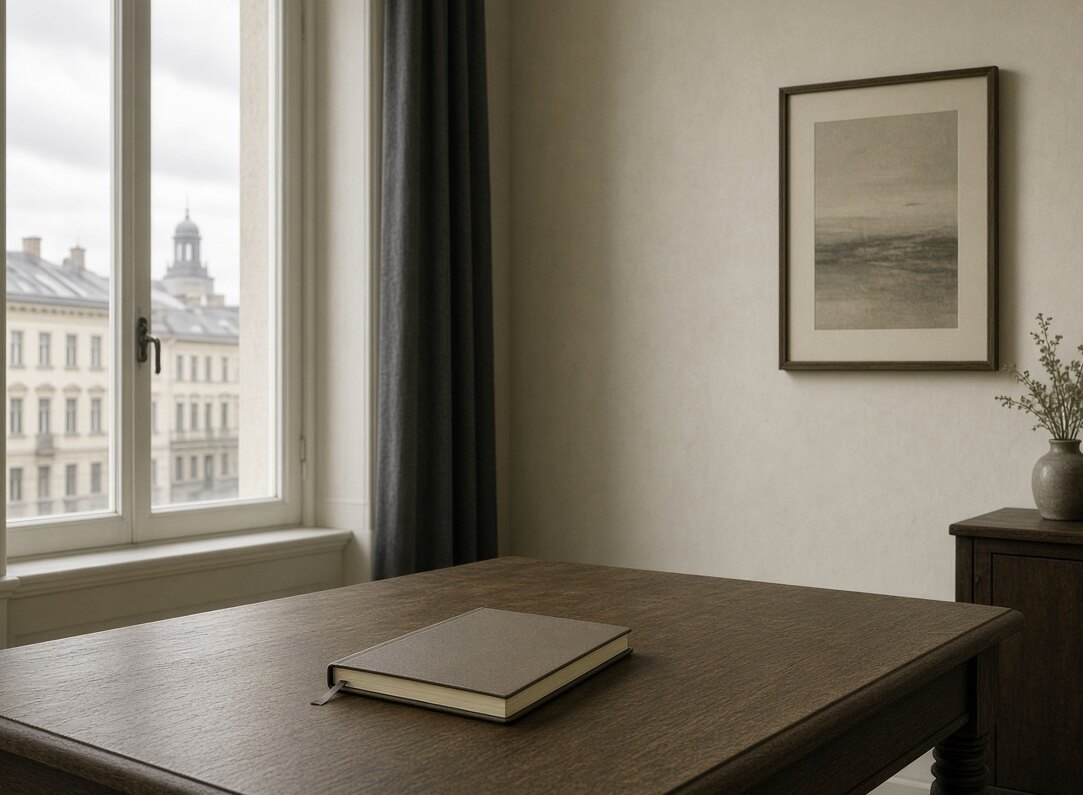 Desk, lamp